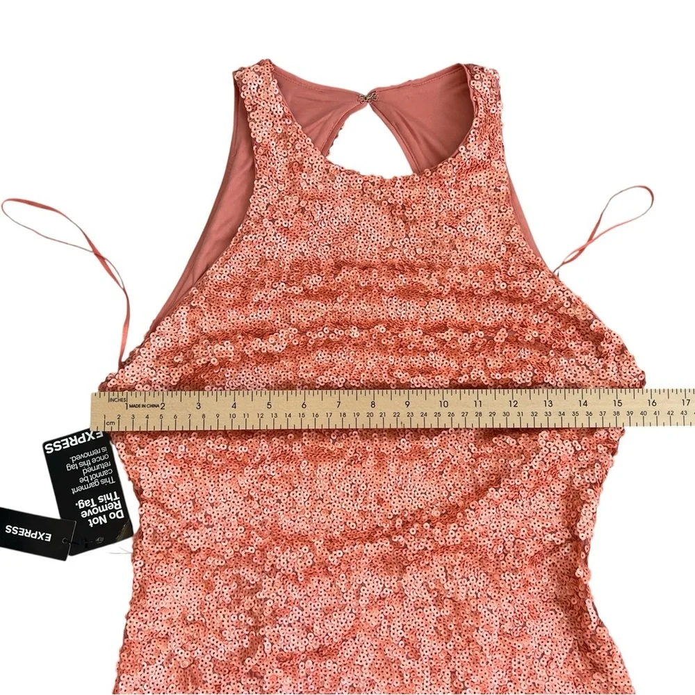 Coral Sequin Mini Dress - Picture 12 of 13